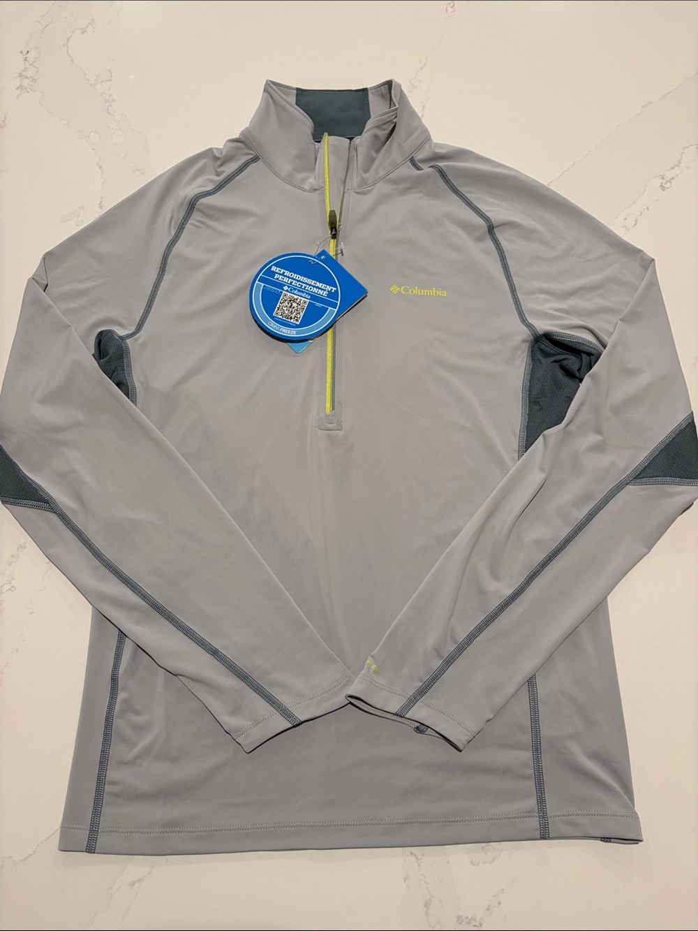 Columbia Solar Polar Light Gray Performance Half-Zip Long sleeve Size Small